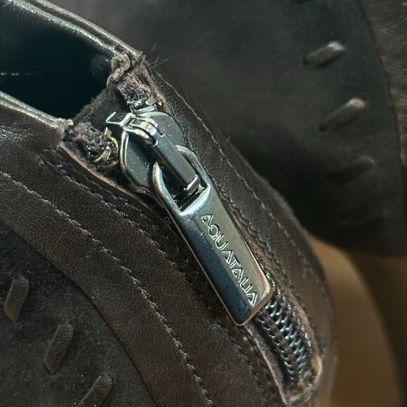 Aquatalia Marvin K Riley Dark Brown Suede Back Zipper Ankle Boots Size 12 - Picture 7 of 10